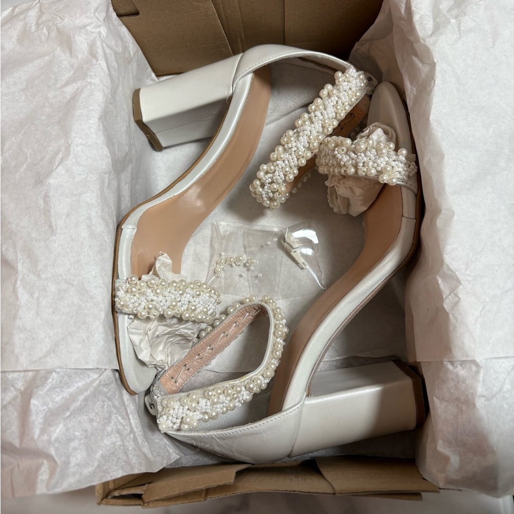 White pearl heels
